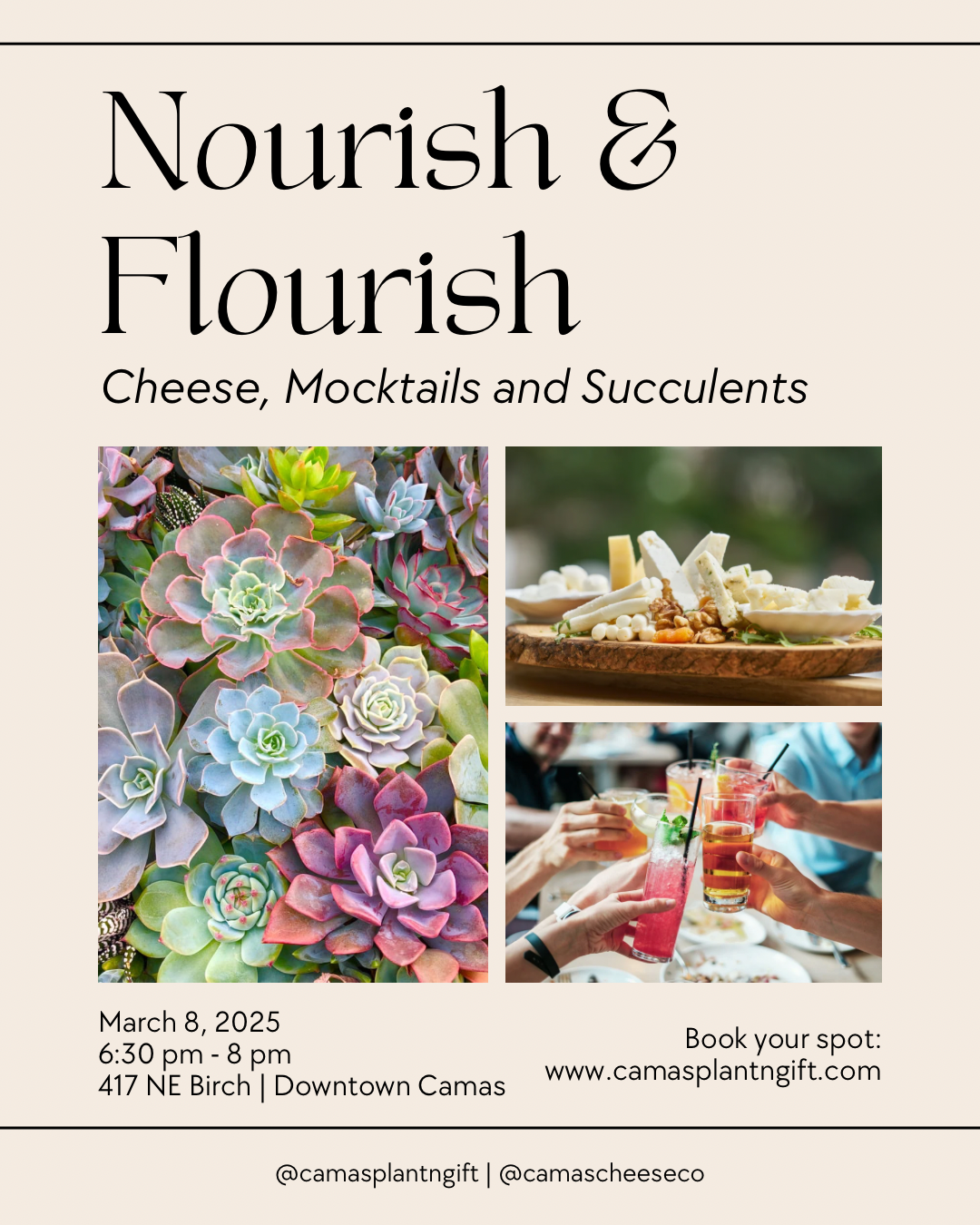 flourish succulents Nourish & Flourish : Cheese, Mocktails and Succulents
