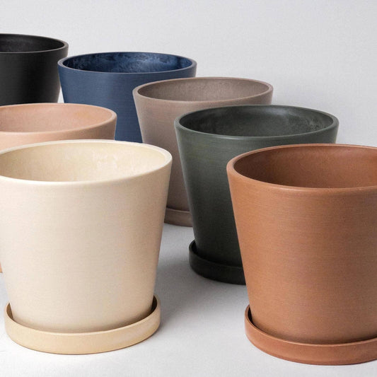 7" Tapered Signature Planter Pot & Saucer Set | Earth Tones